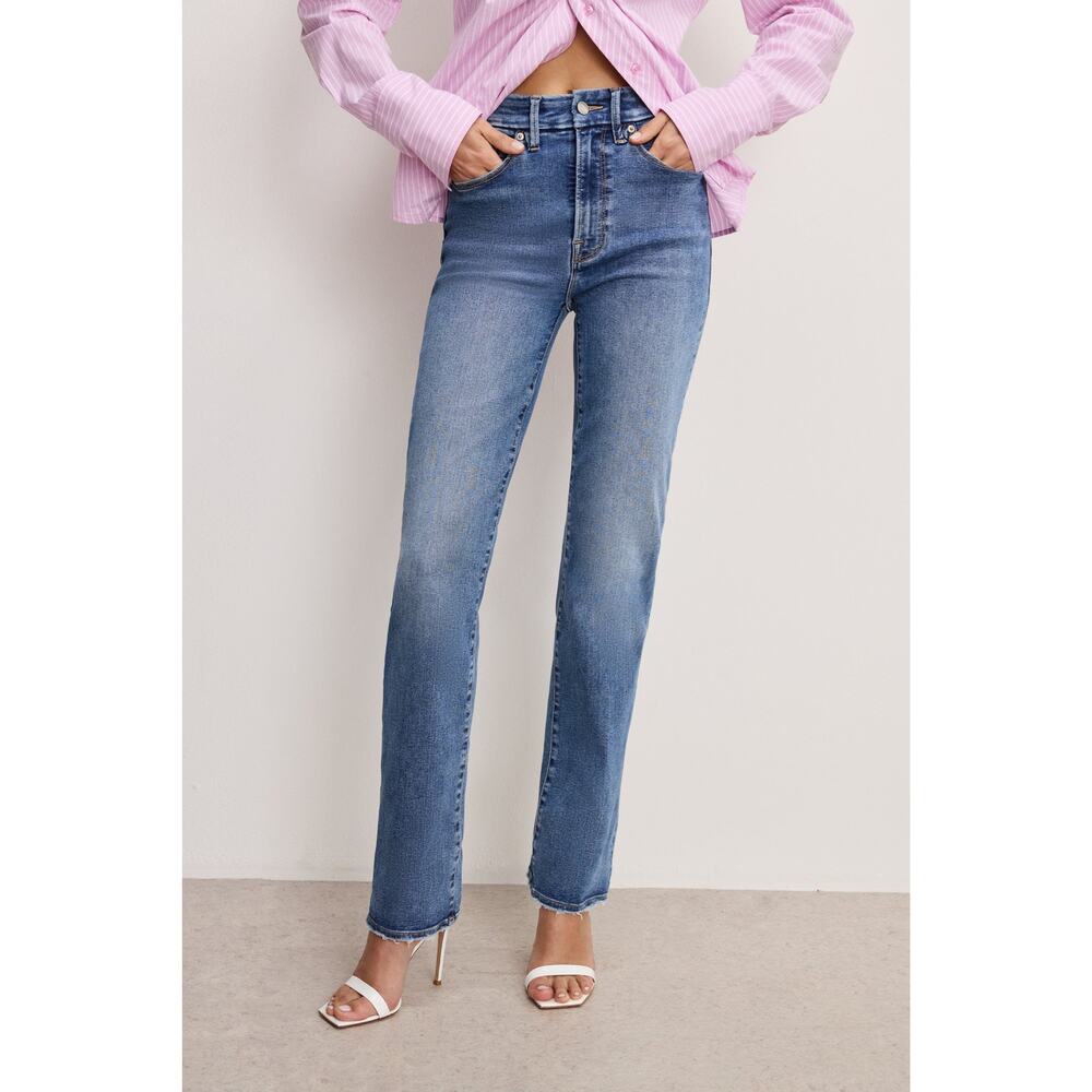 Good American NWT Always Fits Good Legs Straight Jeans Size 14-18 Indigo 316